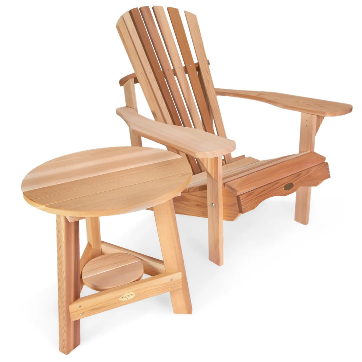 2-Piece Cedar Adirondack Tripod Table Set - Handcrafted In Canada With Rot Resistant, Untreated, Western Red Cedar.