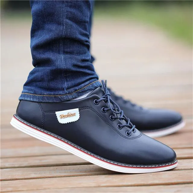 2019 Fashion Loafers Walking Footwear Tenis Feminino Outdoor Breathable Sneakers Men's PU Leather Business Casual Shoes for Male