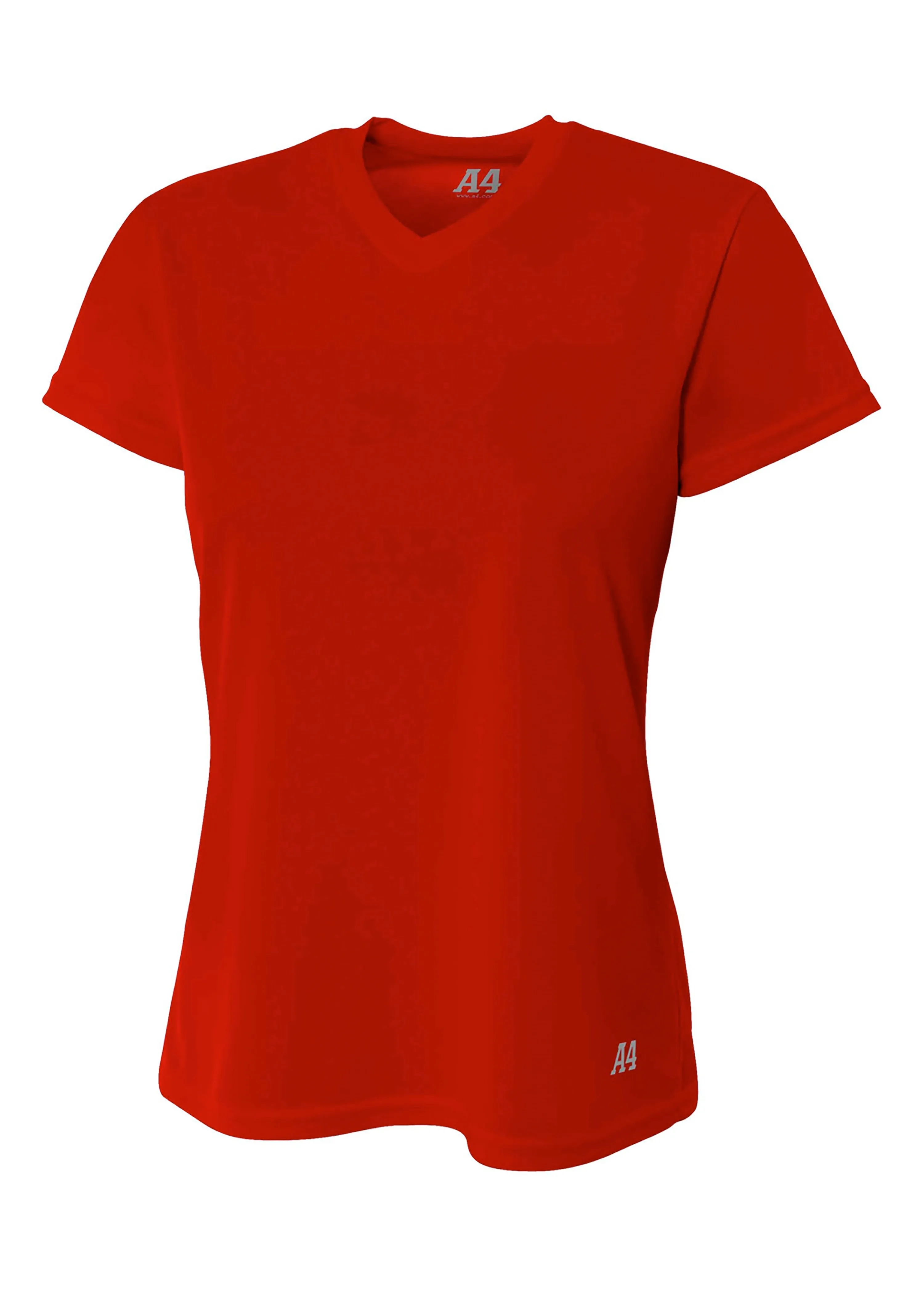 A4 Womens Short Sleeve V-Neck Bird's Eye Mesh Tee