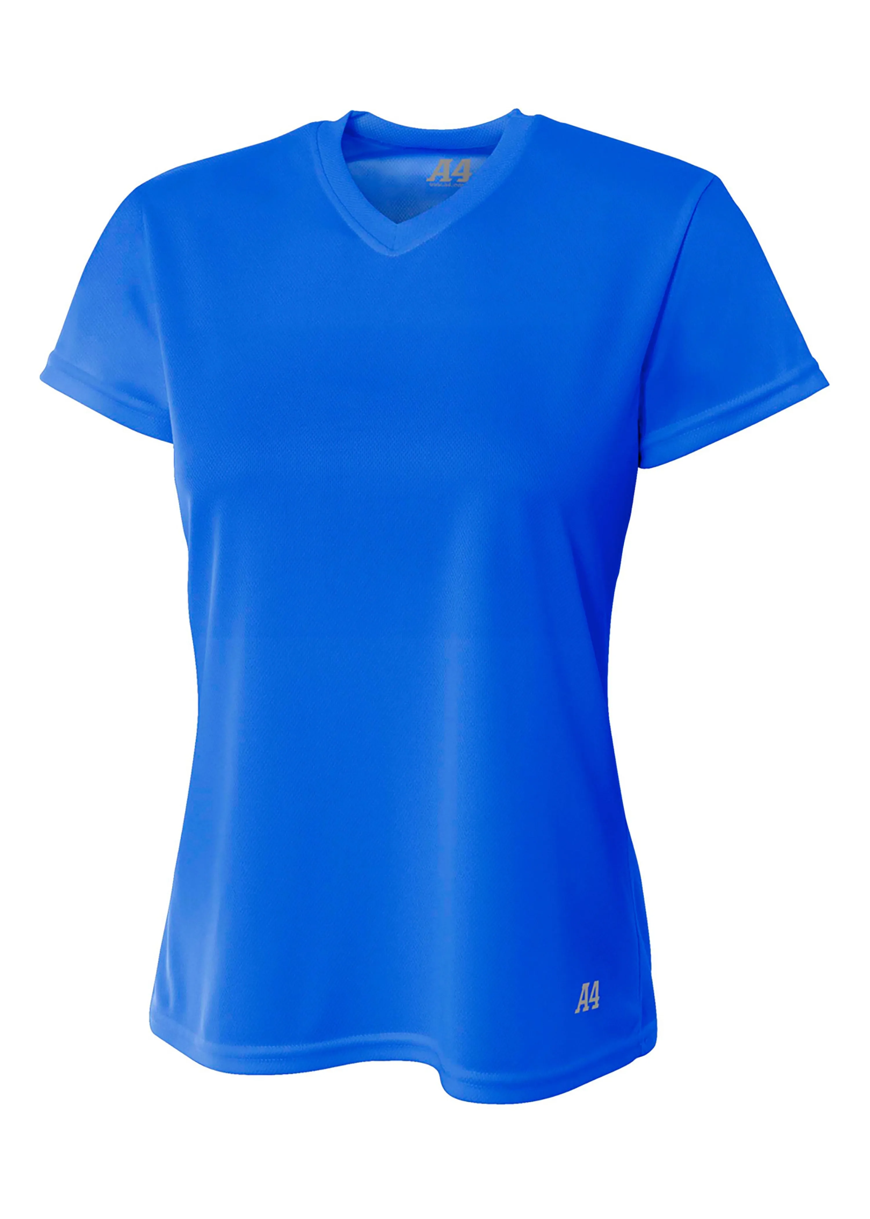 A4 Womens Short Sleeve V-Neck Bird's Eye Mesh Tee