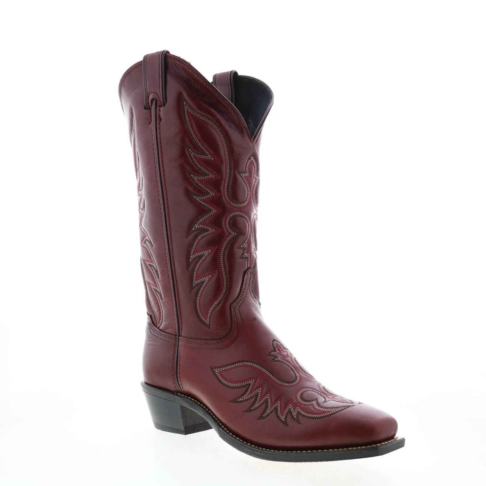 Abilene Boots 9105 Womens Red Leather Slip On Cowboy Western Boots