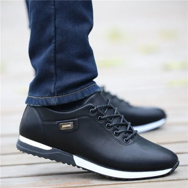 Amozae-Men's PU Leather Business Casual Shoes for Man Outdoor Breathable Sneakers Male Fashion Loafers Walking Footwear Tenis Feminino