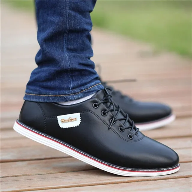 Amozae-Men's PU Leather Business Casual Shoes for Man Outdoor Breathable Sneakers Male Fashion Loafers Walking Footwear Tenis Feminino