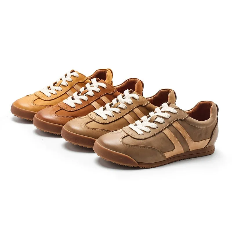 Army Trainer Leather Low-top Sneakers for Women With Stripes in 4 colors