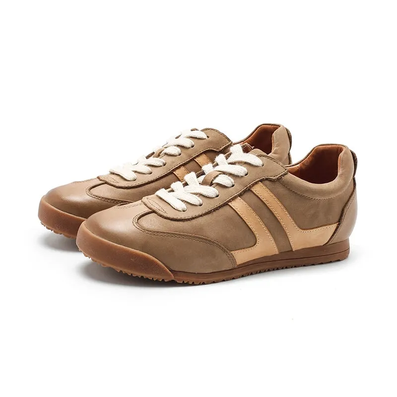 Army Trainer Leather Low-top Sneakers for Women With Stripes in 4 colors