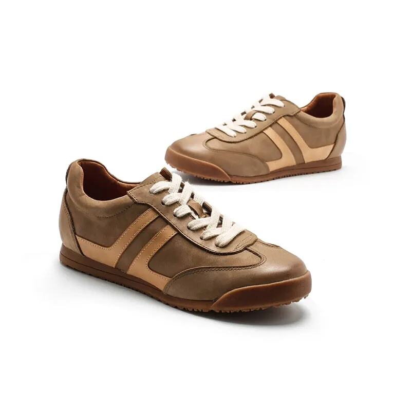 Army Trainer Leather Low-top Sneakers for Women With Stripes in 4 colors