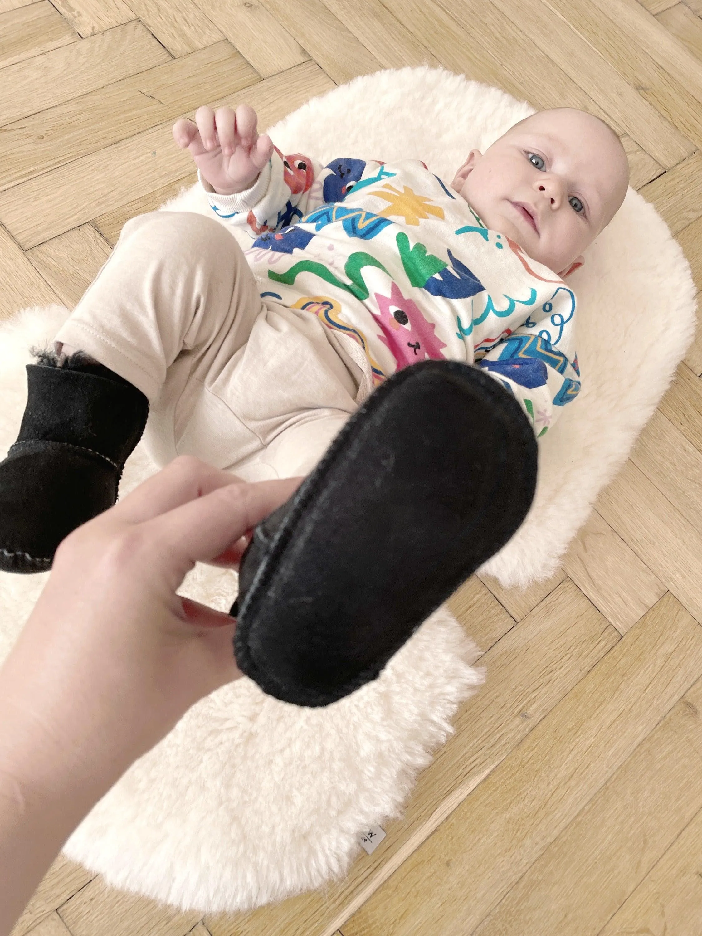 Black Baby Natural Sheepskin Boots