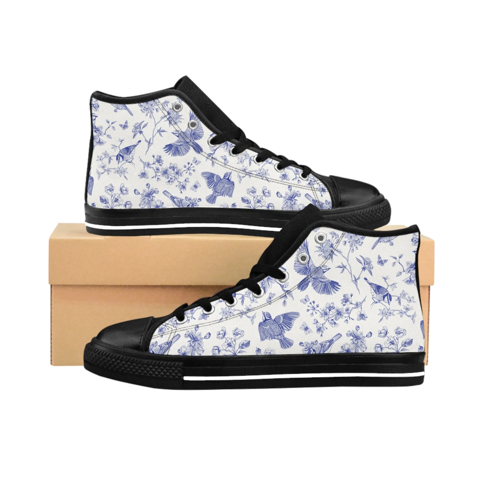 Blue Bird and Trees Women's Classic Sneakers