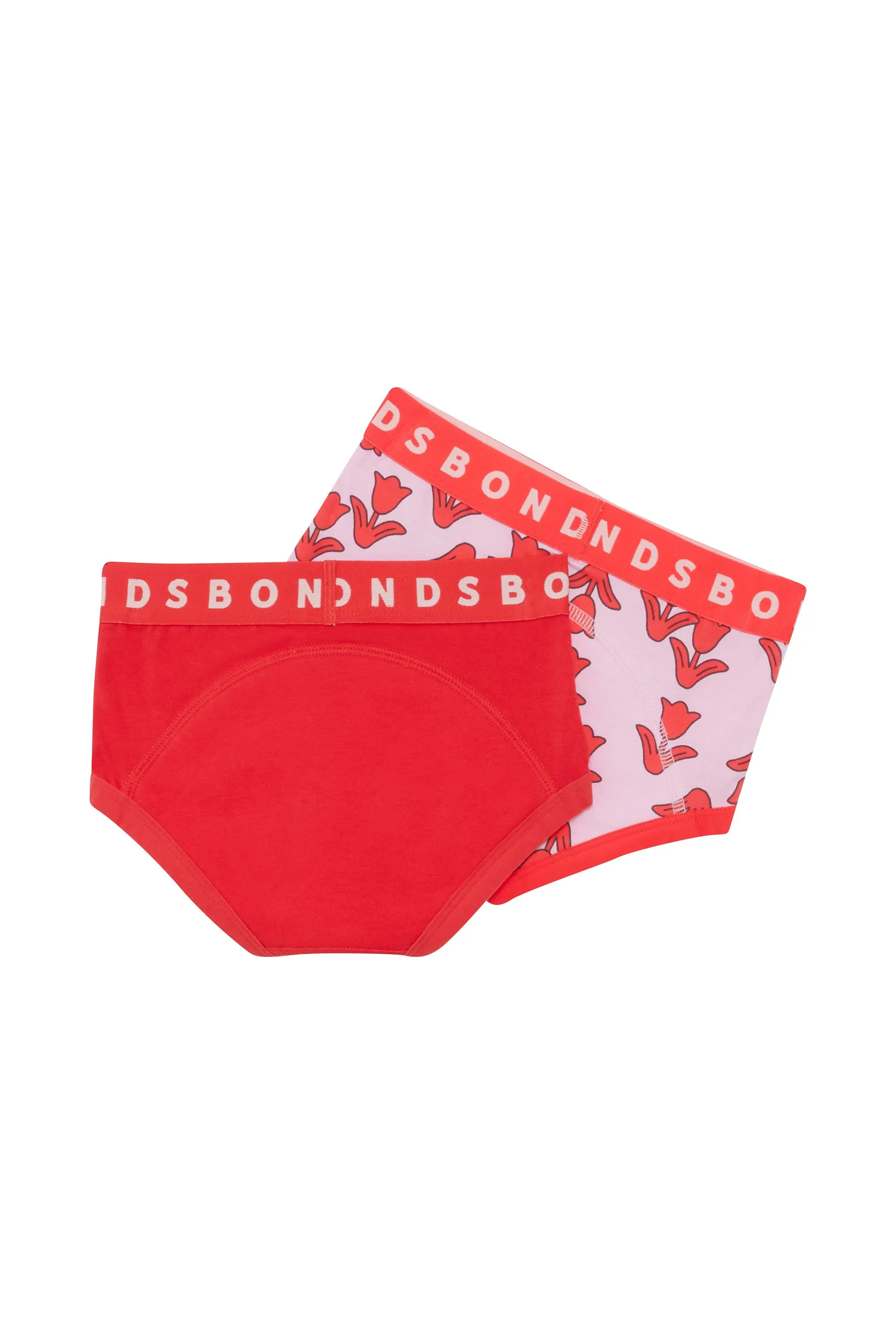 Bonds Whoopsies Toilet Training Undies 2 Pack - Tulip Buds/Strong Blush Red