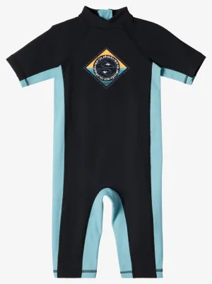 Boys 2-7 Thermo Spring Short Sleeve Upf 50 Springsuit Rashguard - Black/Reef Waters