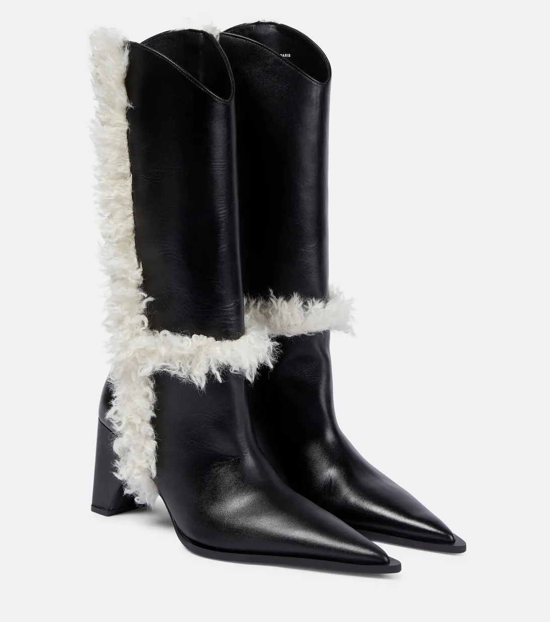 Bridge Boots with Coperni Faux Sheepskin Trim, Black