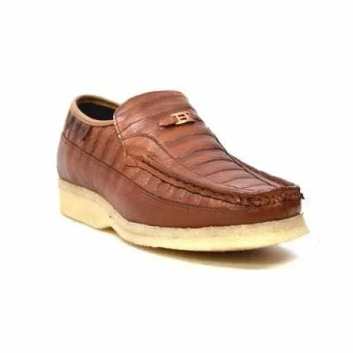 British Walkers Brick Men's Brown Leather Crepe Sole Slip On Shoes