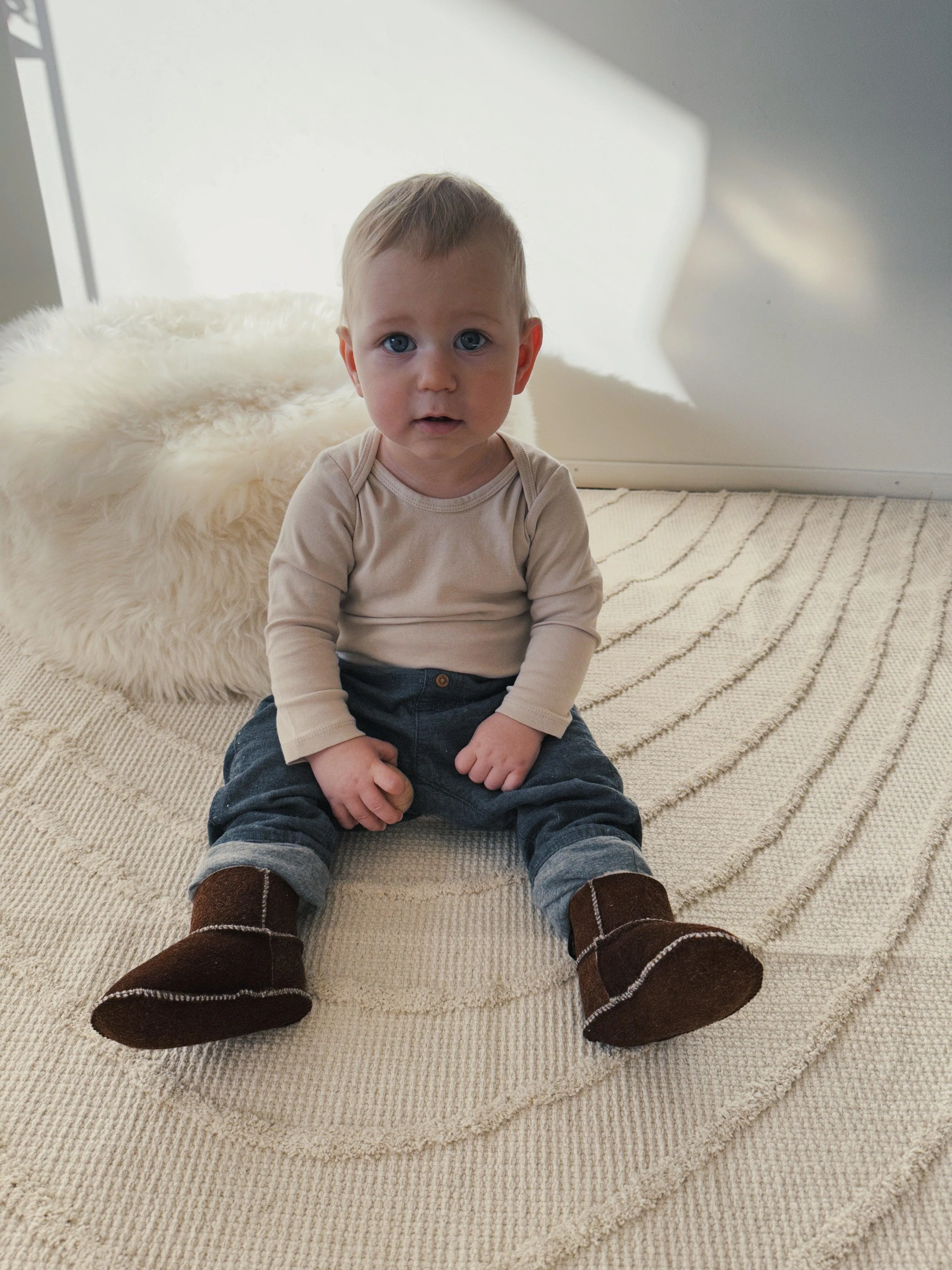 Brown Baby Natural Sheepskin Boots