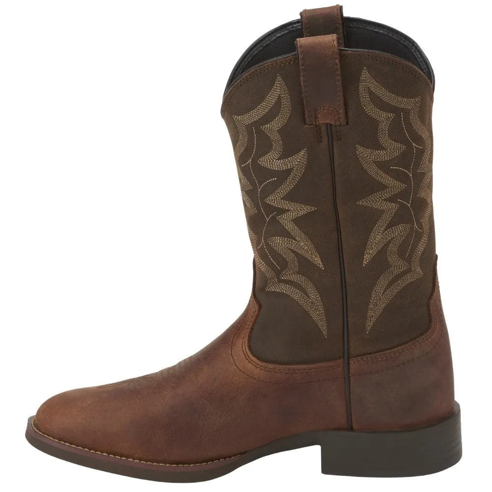 Buster Embroidered Distressed Round Toe Cowboy Boots