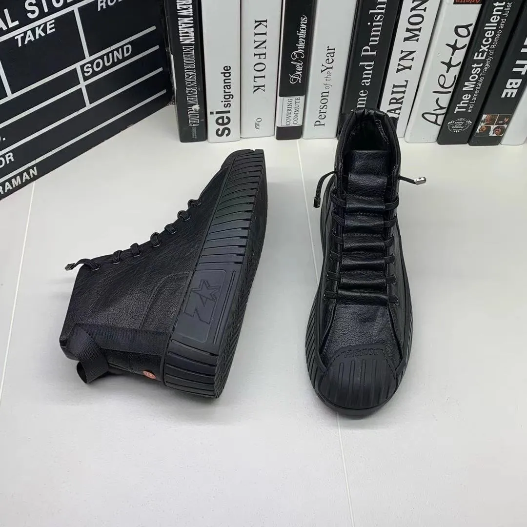 Casual Men's Boots Shoes All-match Warmth and Velvet Platform