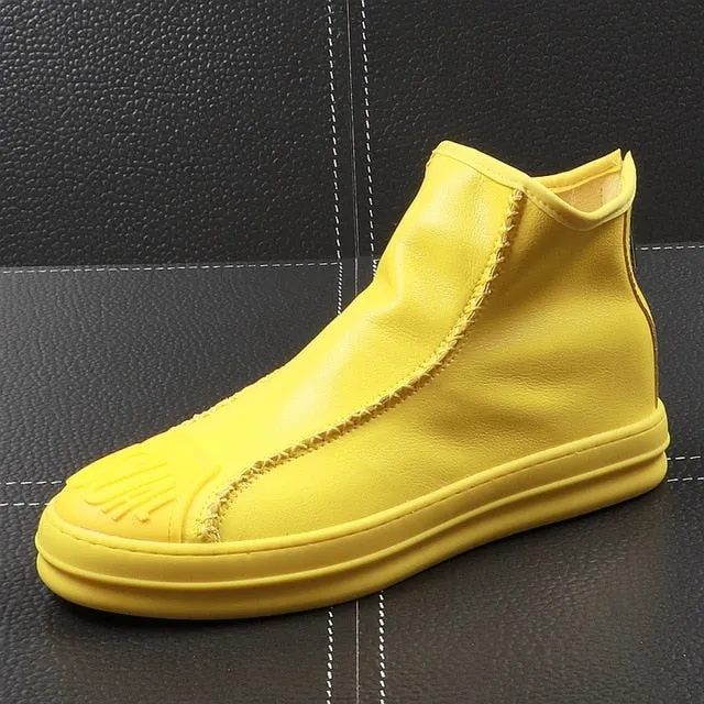 Casual Toe Slip On with Back Zipper Style Men Ankle Boots