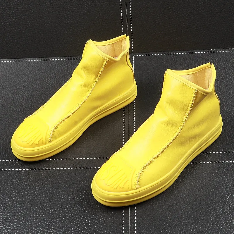 Casual Toe Slip On with Back Zipper Style Men Ankle Boots