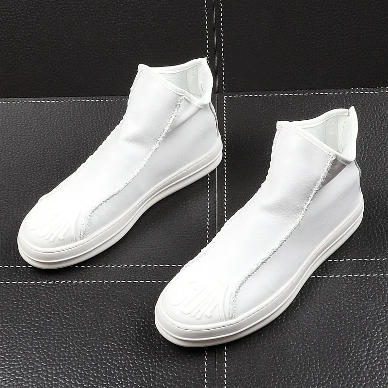 Casual Toe Slip On with Back Zipper Style Men Ankle Boots