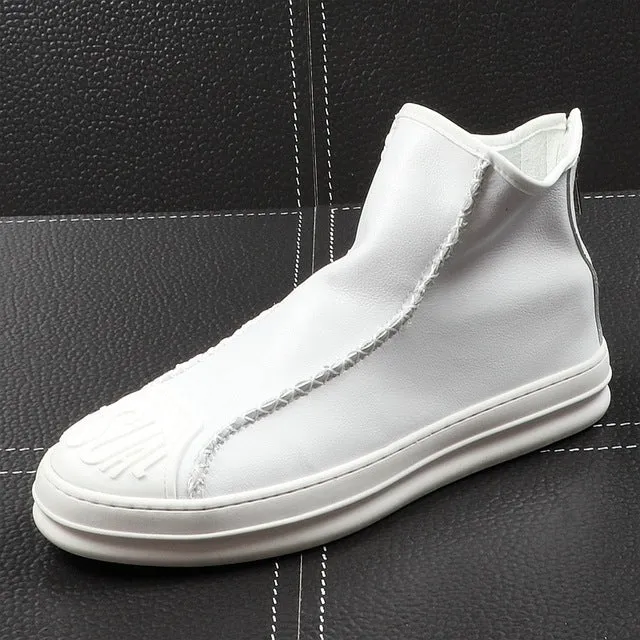 Casual Toe Slip On with Back Zipper Style Men Ankle Boots