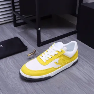 CC YELLOW WHITE SUEDE LOW TOP SNEAKERS