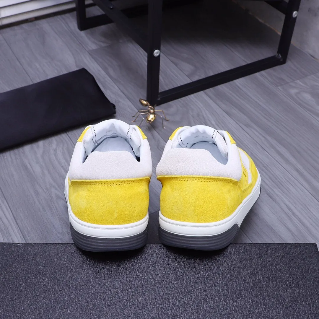 CC YELLOW WHITE SUEDE LOW TOP SNEAKERS