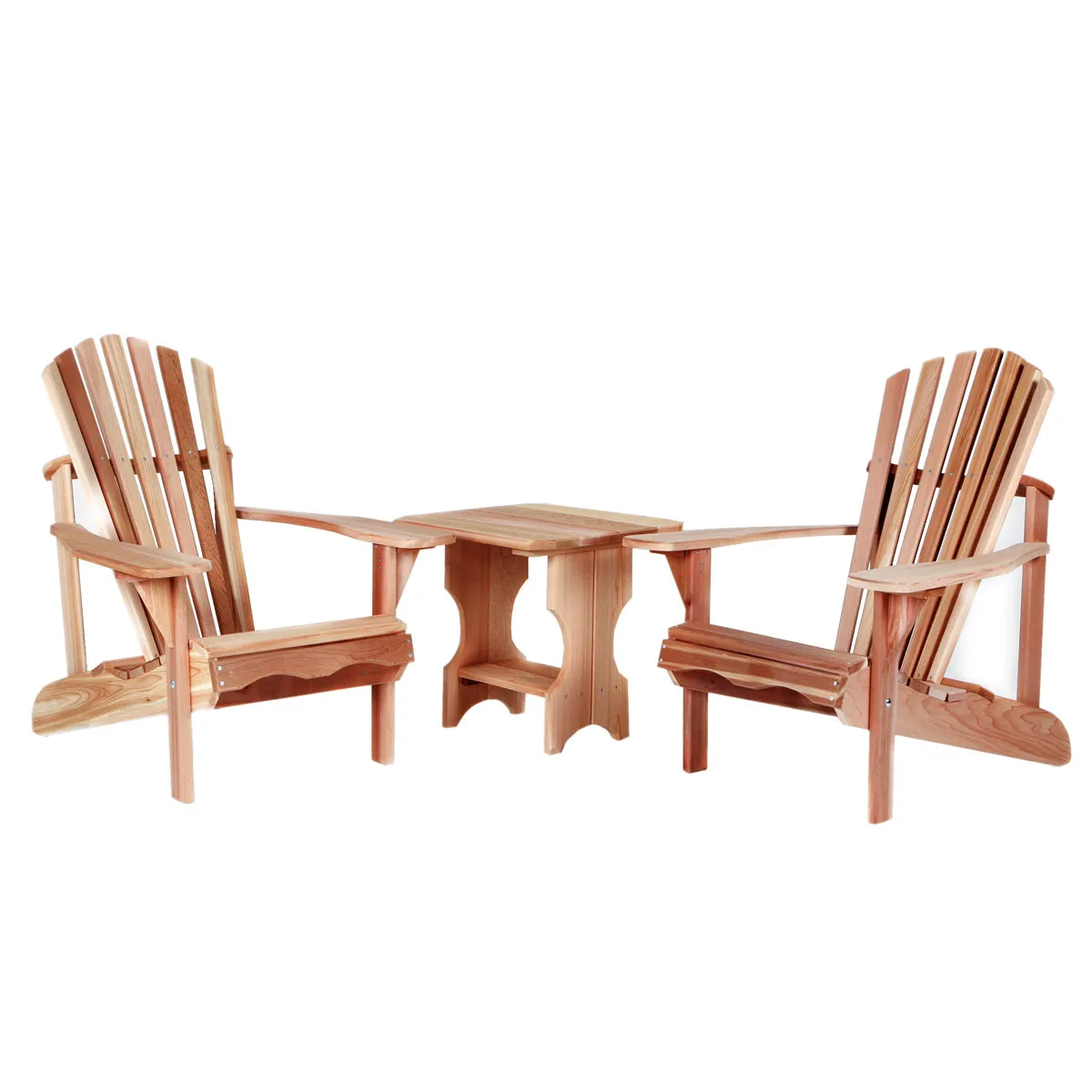 Cedar 3-Piece Adirondack Side Table Set - Handcrafted In Canada With Rot Resistant, Untreated, Western Red Cedar.