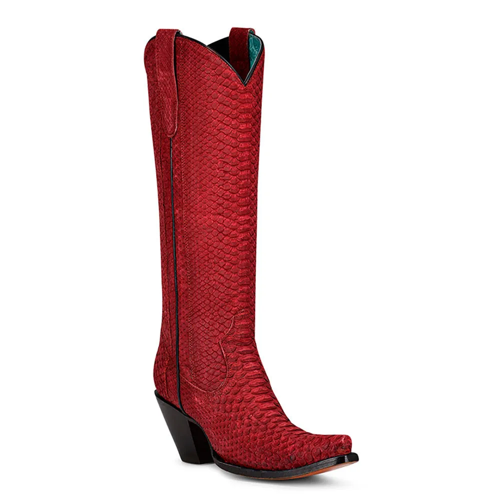 Corral Red Genuine Python Tall Cowgirl Boots