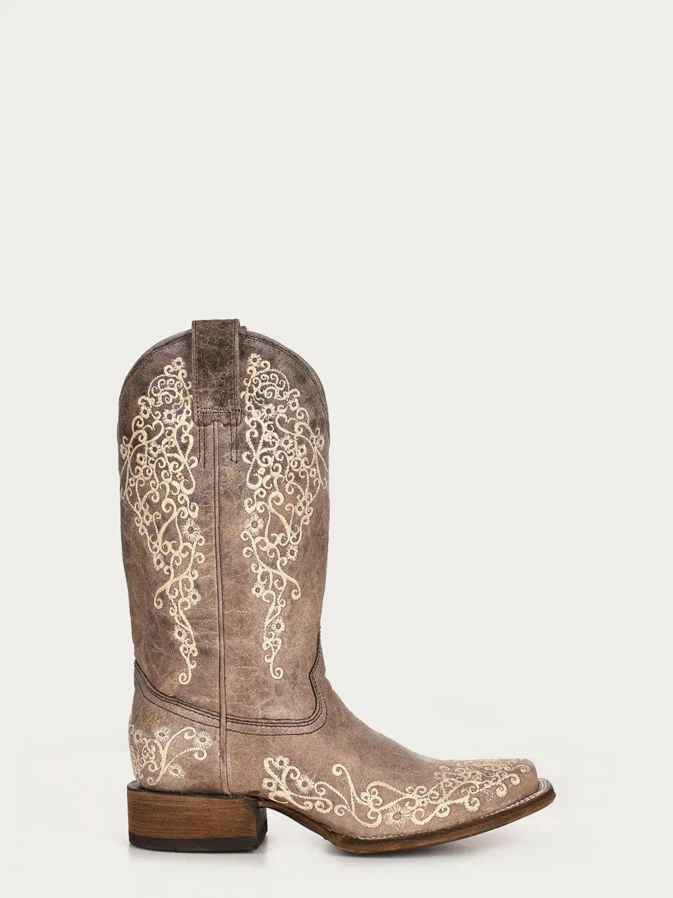 Corral Women's Brown Crater Embroidered Square Toe Western Boot