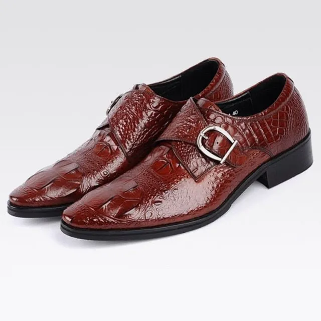 CrocoLuxe Pointed Toe Slip-On Brogue Shoes