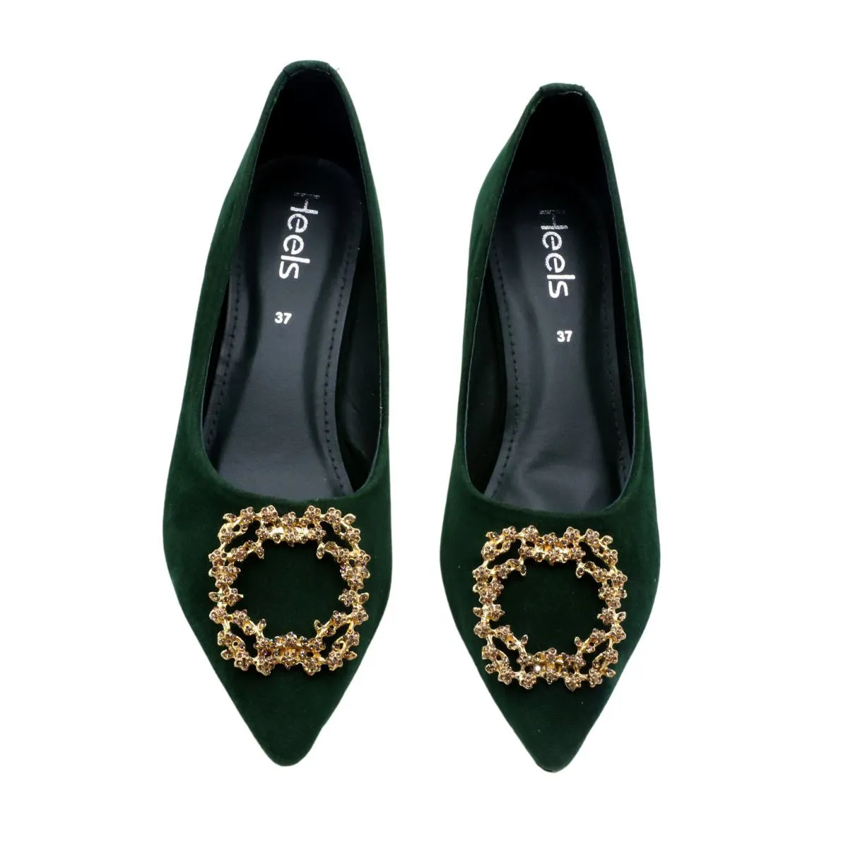 Dark Green Fancy Court Shoes 087091