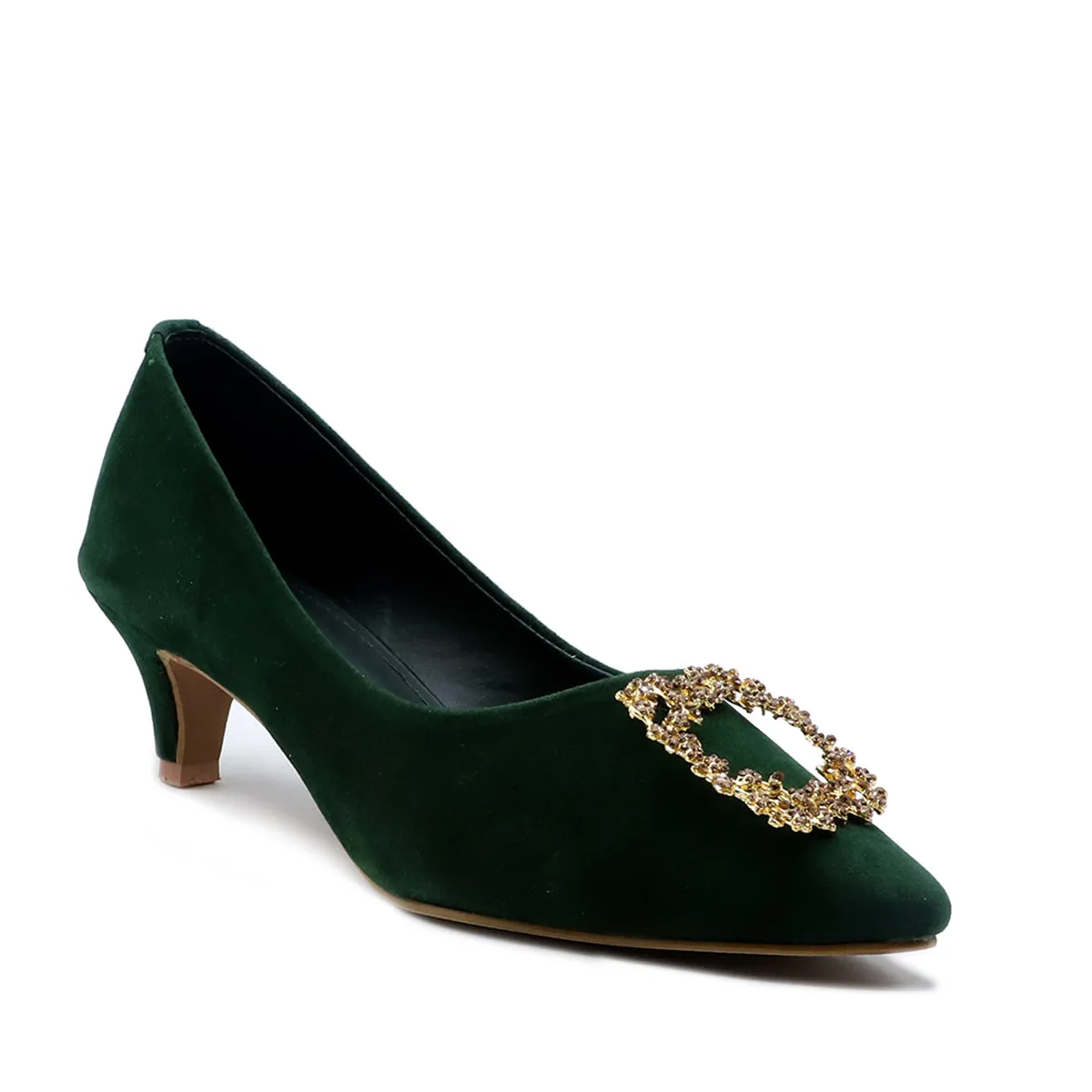 Dark Green Fancy Court Shoes 087091