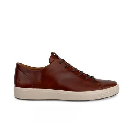 ECCO Men's Soft 7 Plain Lace Sneaker - Cognac