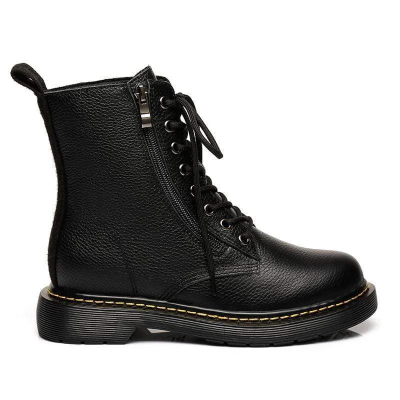 Ellen Black Leather Women Boots