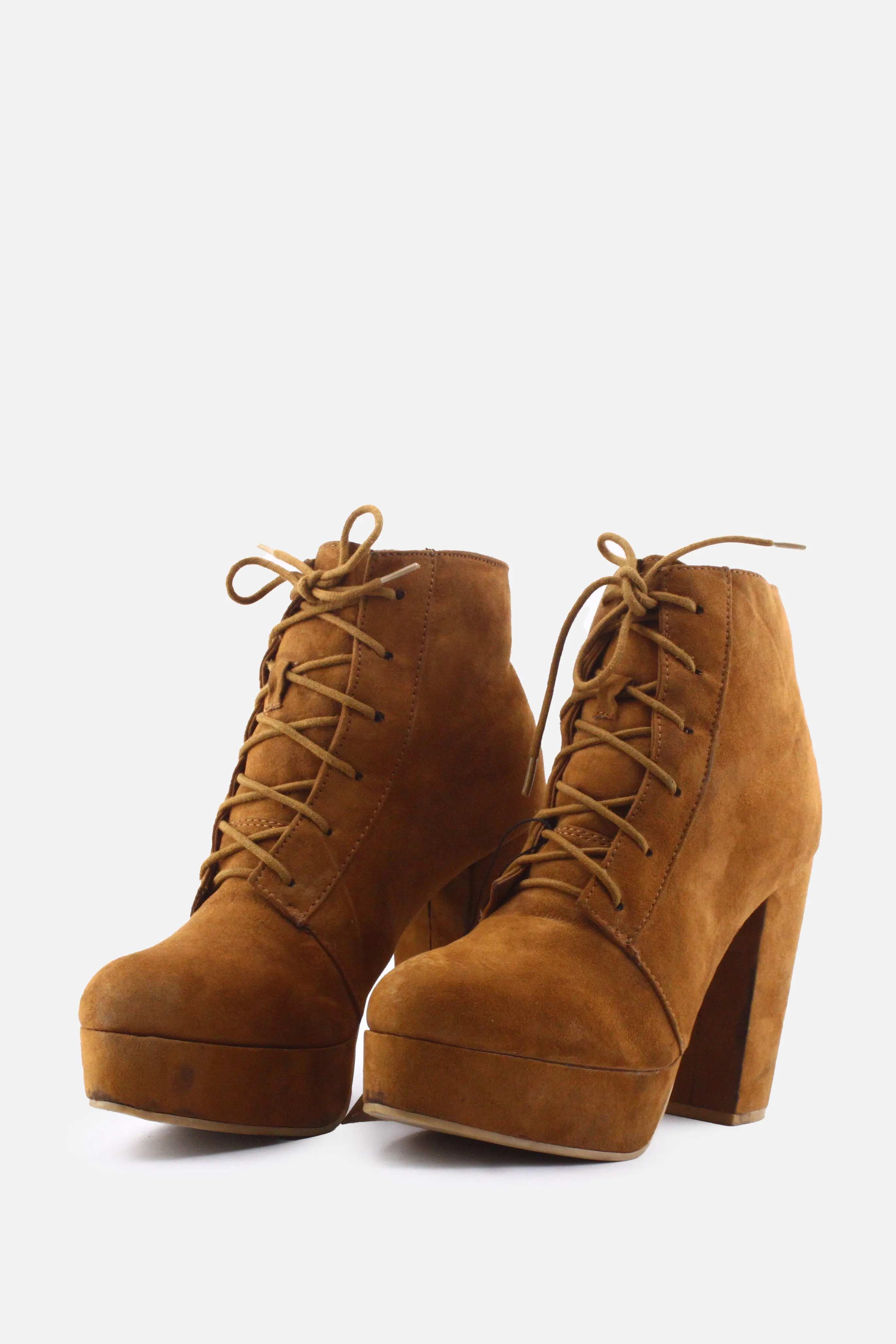 European Brand Laces Platform Boots | Suede