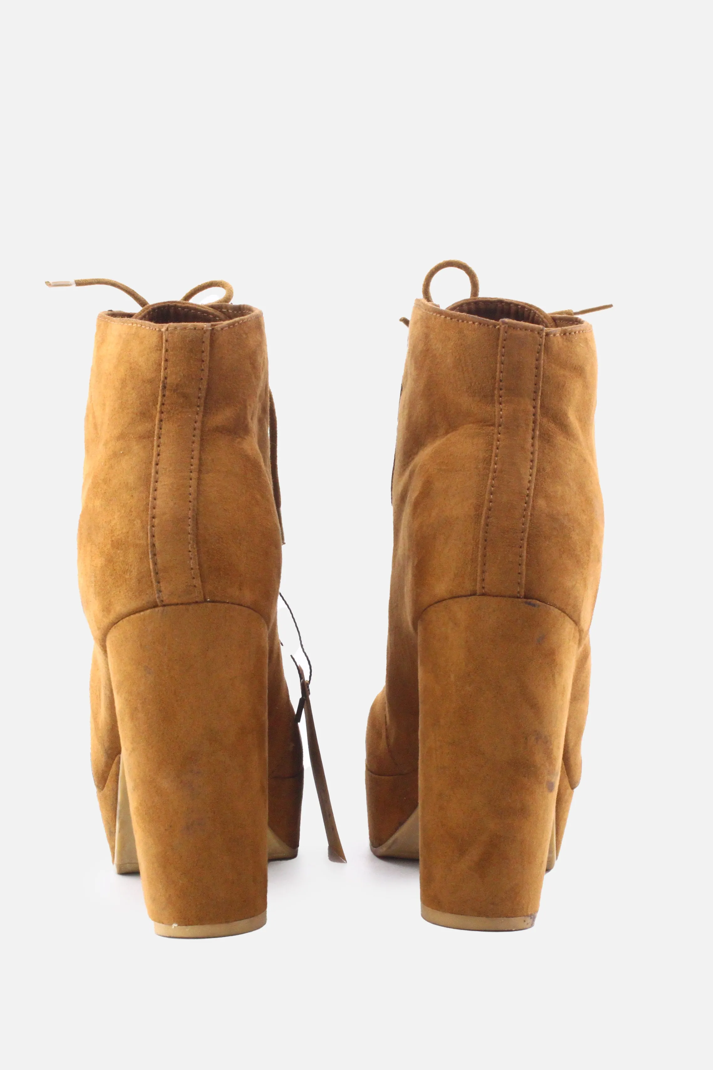 European Brand Laces Platform Boots | Suede