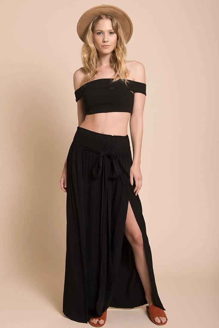 Evalyn High Slit Skirt Black