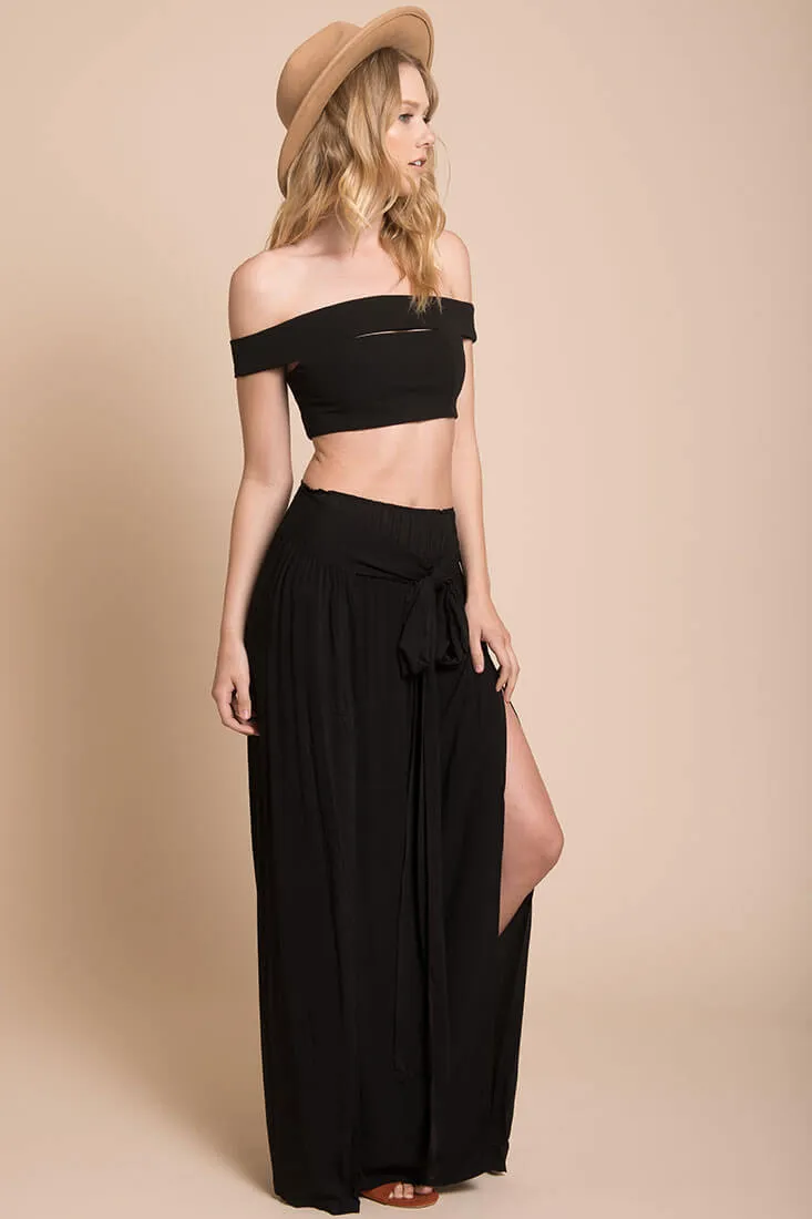 Evalyn High Slit Skirt Black