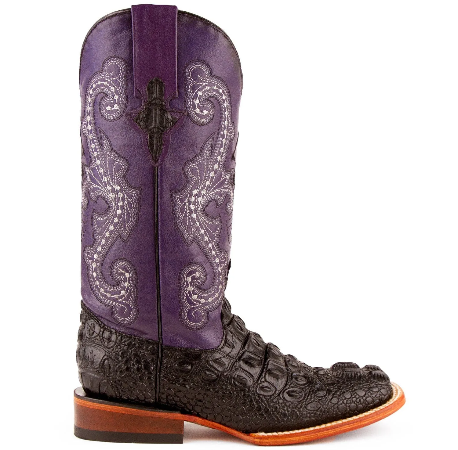 Ferrini Women's Rancher Square Toe Boots Crocodile Print - Black/Purple 9049304