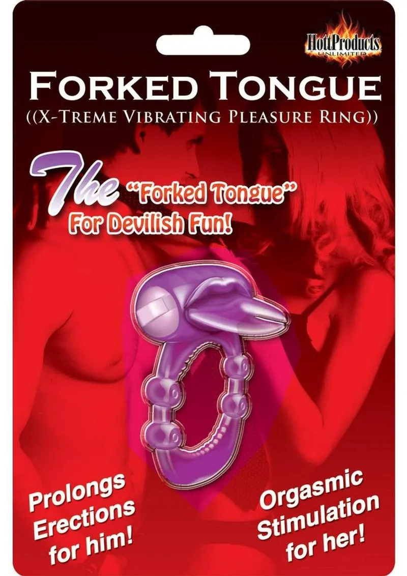 Forked Tongue Vibrating Silicone Cock Ring Waterproof