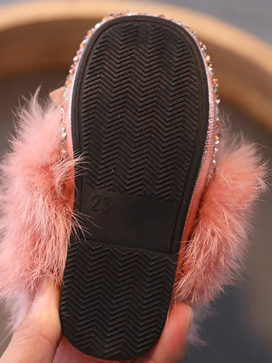 Girls Faux Fur Glitter Shoes By Liv and Mia