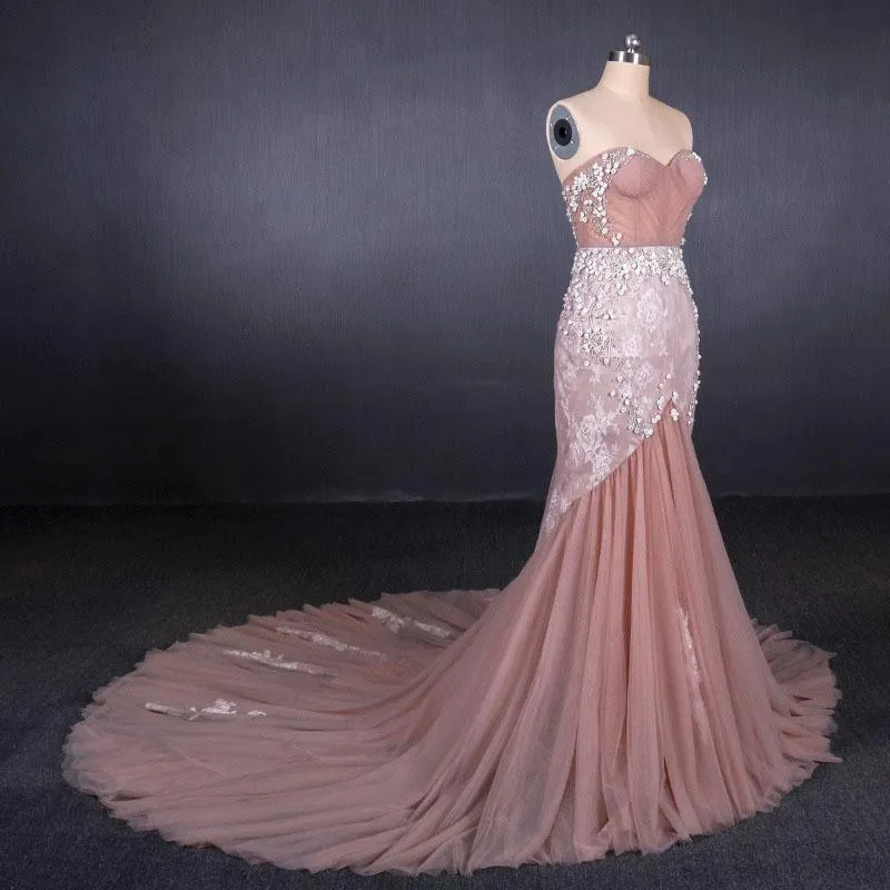 Gorgeous Sweetheart Mermaid Tulle Prom Dress, Long Evening Dresses UQ2343