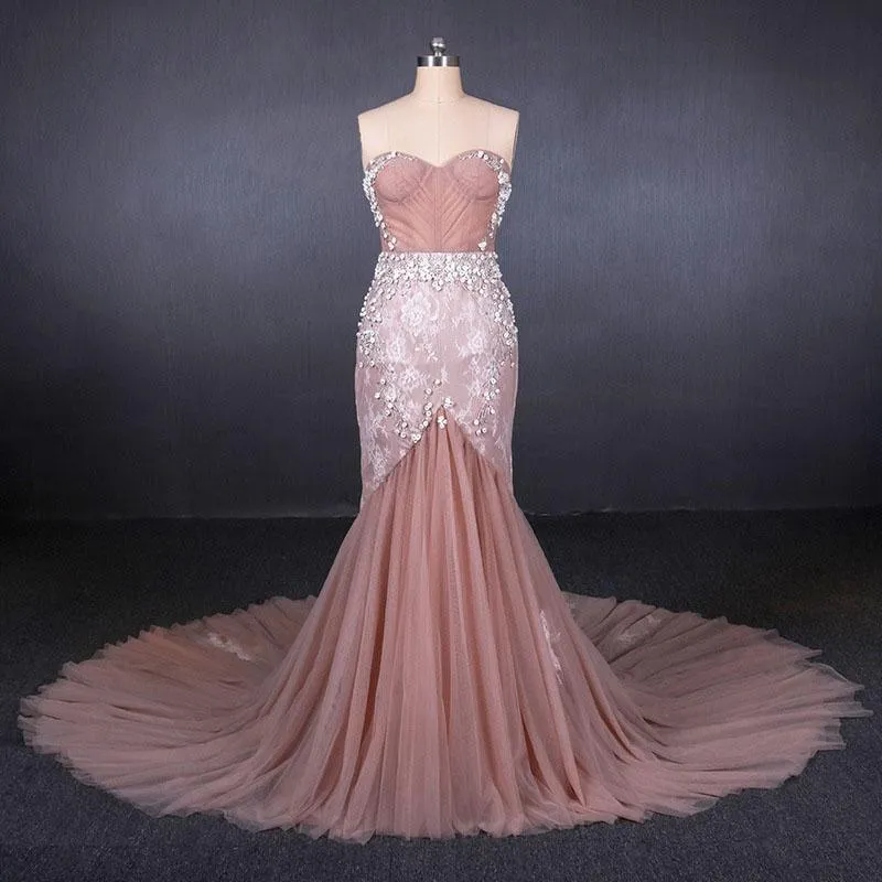 Gorgeous Sweetheart Mermaid Tulle Prom Dress, Long Evening Dresses UQ2343