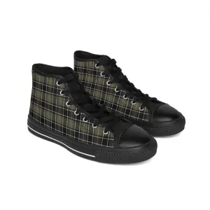 Green Tartan Pattern Women's Classic Sneakers