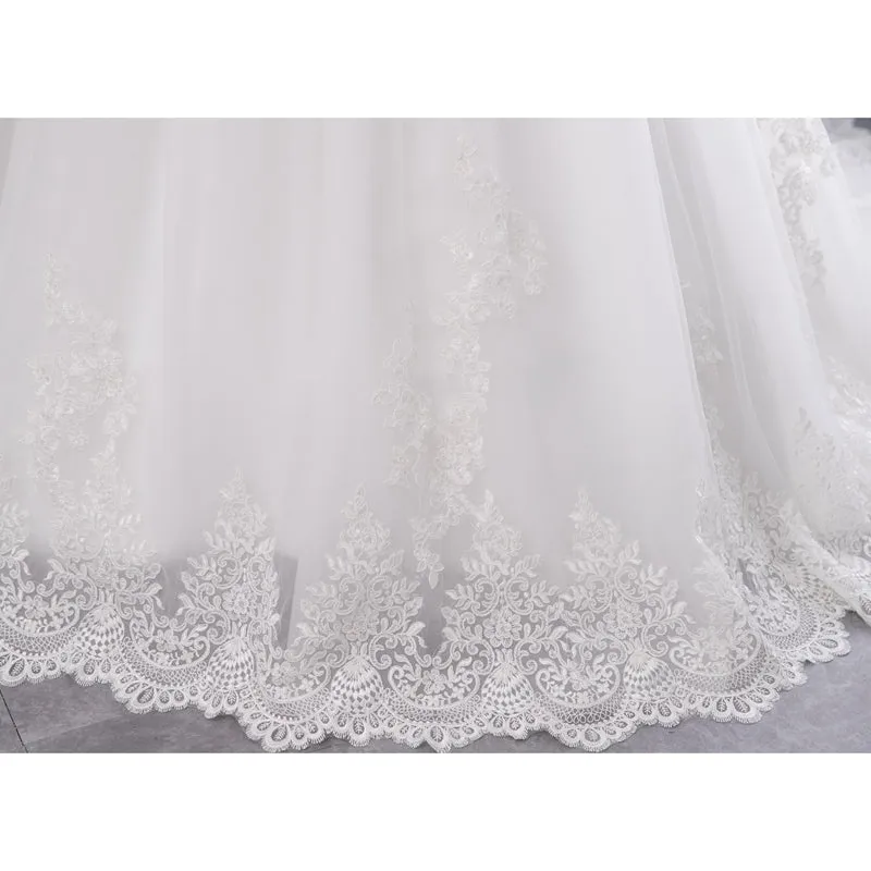 High Neck IIIusion Back Long Sleeve Wedding Dress Lace Ball Gown Wedding Gowns