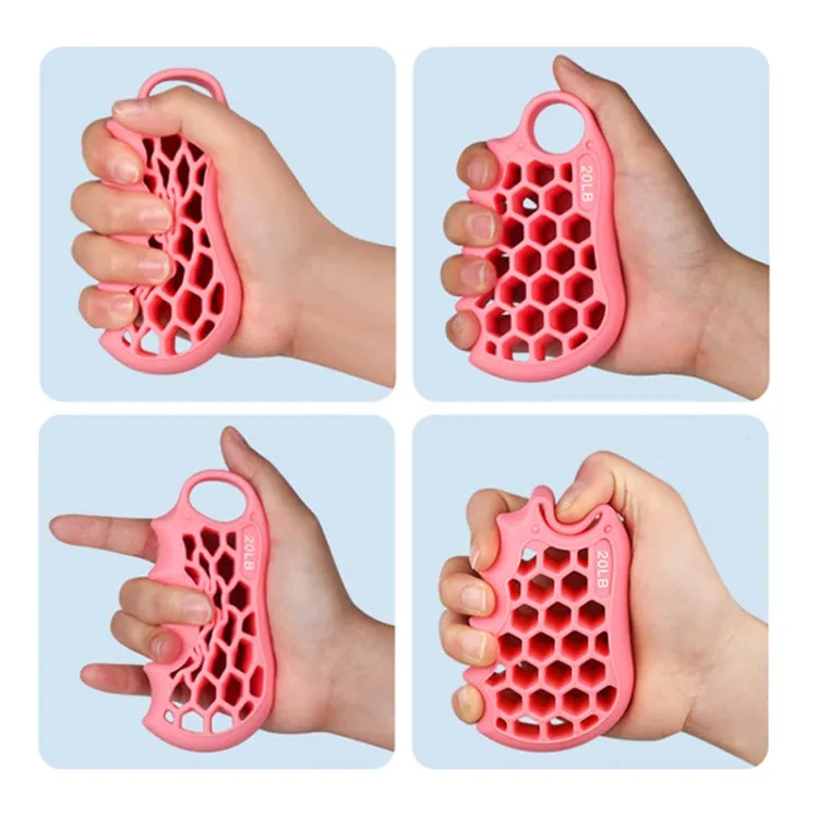 Honeycomb Elastic Finger Exerciser Hand Grip Strengthener Training Grip Ring 60LB Gray