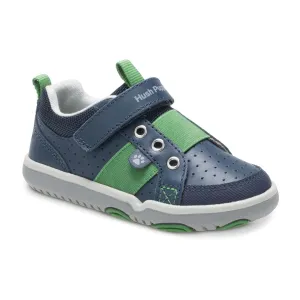 Jesse Kid's Leather Sneaker - Navy/Green