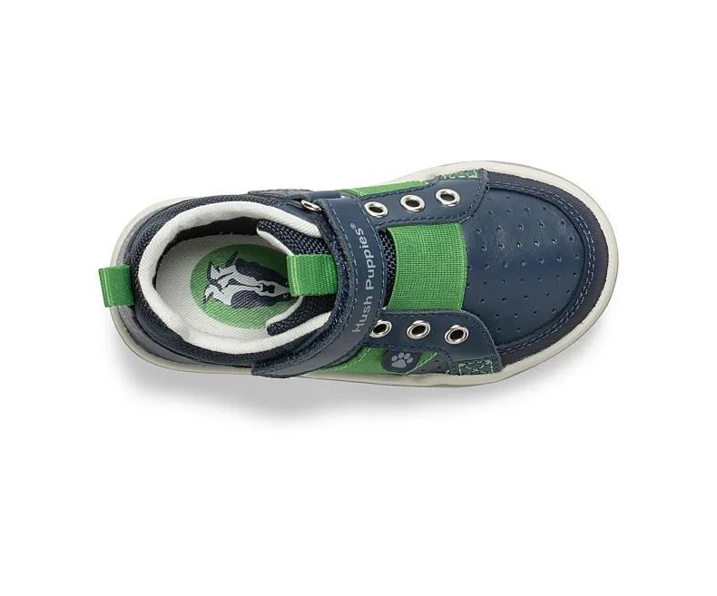 Jesse Kid's Leather Sneaker - Navy/Green