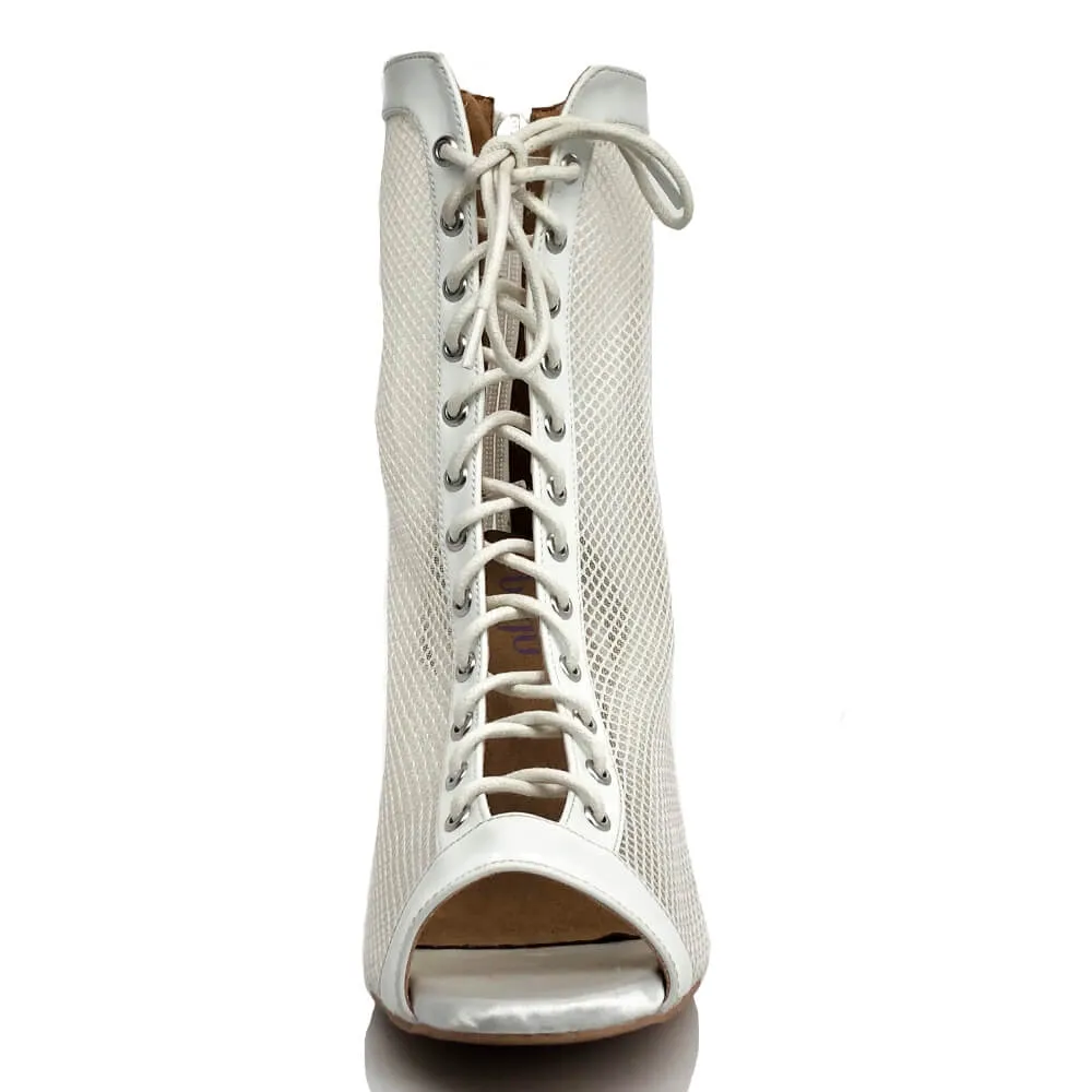 Jezzie - White Vegan Patent - Suede Sole - Dance Floor Only