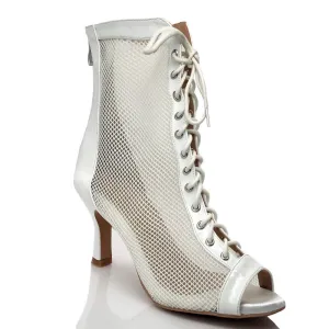 Jezzie - White Vegan Patent - Suede Sole - Dance Floor Only