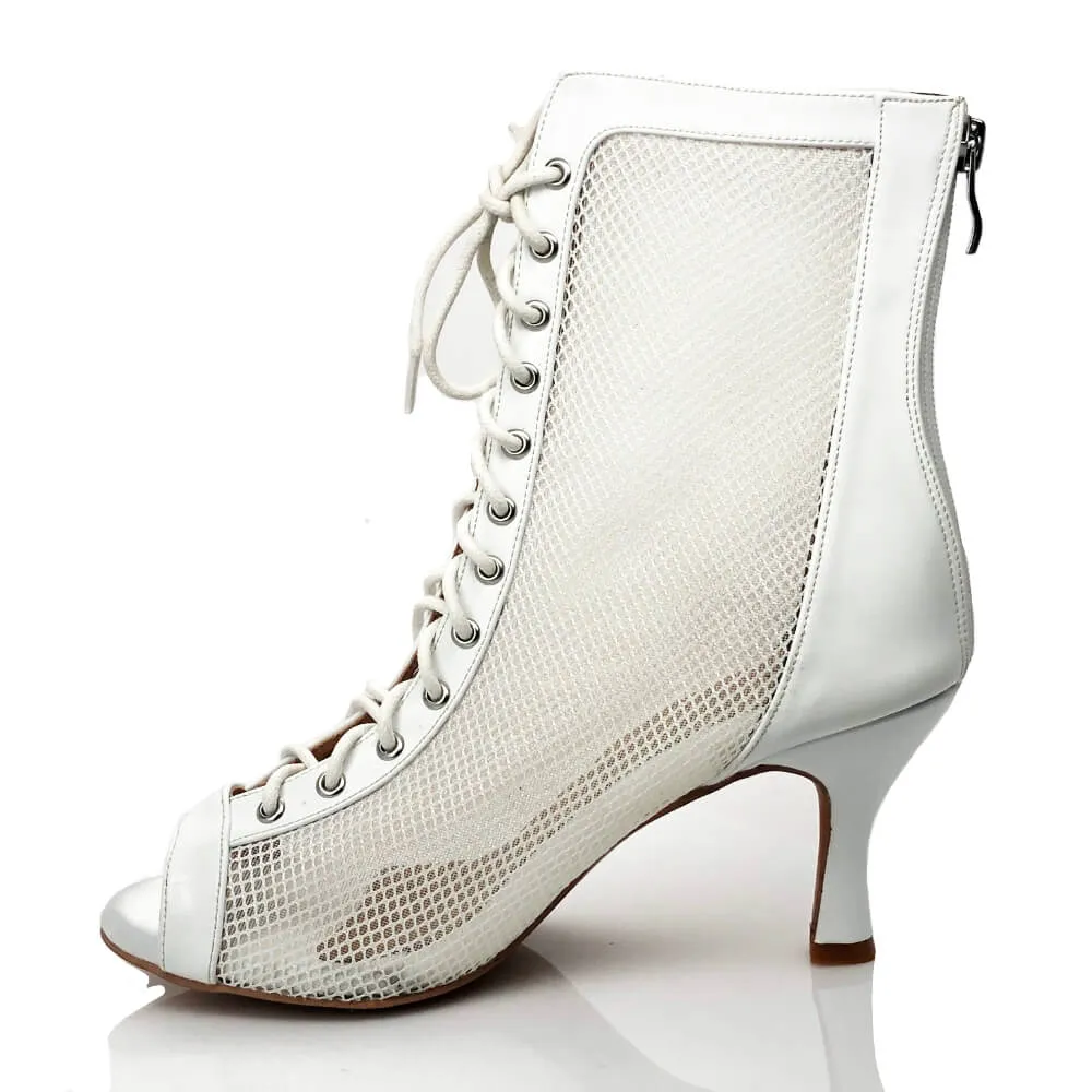 Jezzie - White Vegan Patent - Suede Sole - Dance Floor Only